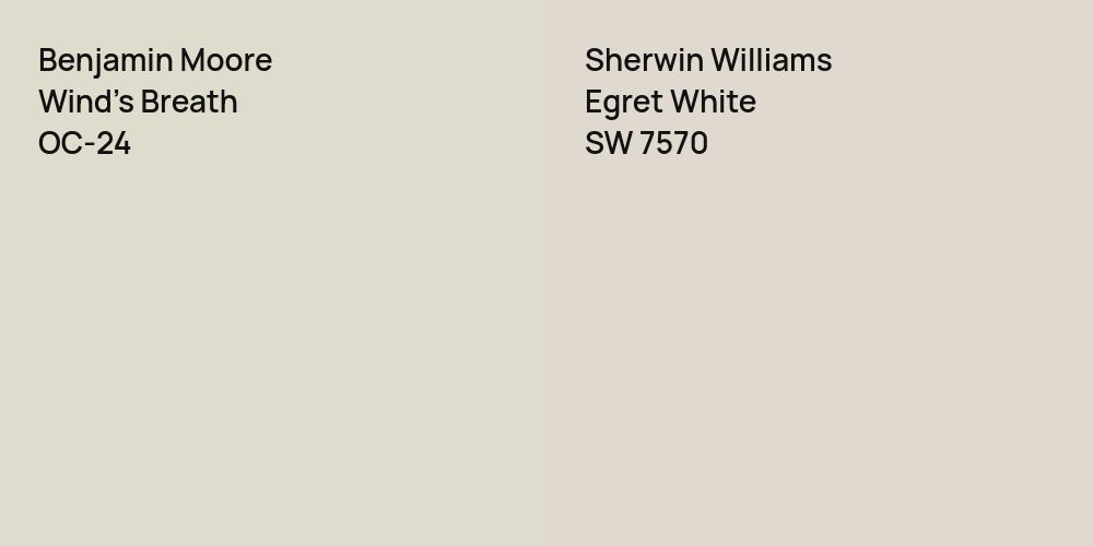 Benjamin Moore Wind's Breath vs. Sherwin Williams Egret White