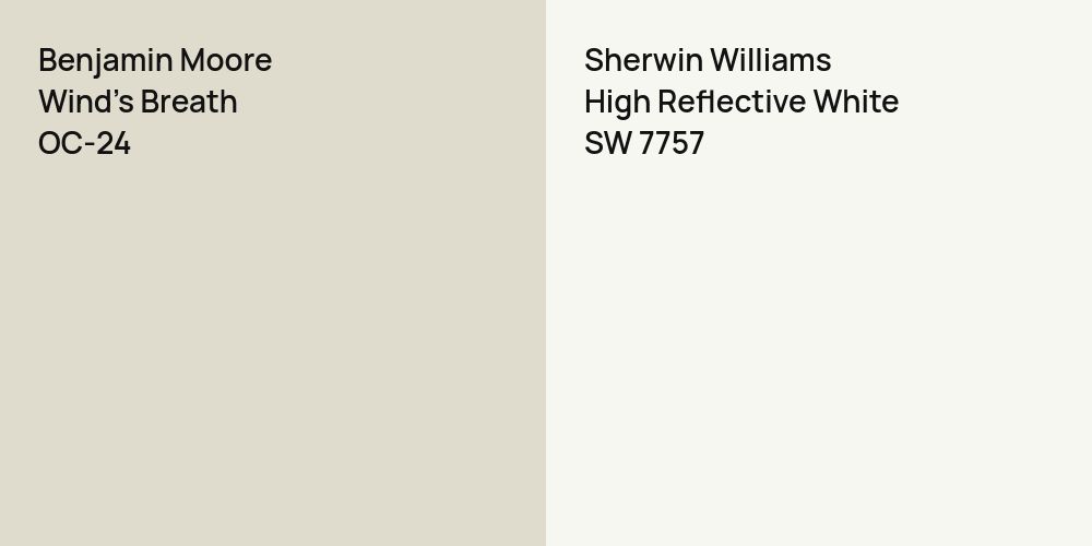 Benjamin Moore Wind's Breath vs. Sherwin Williams High Reflective White