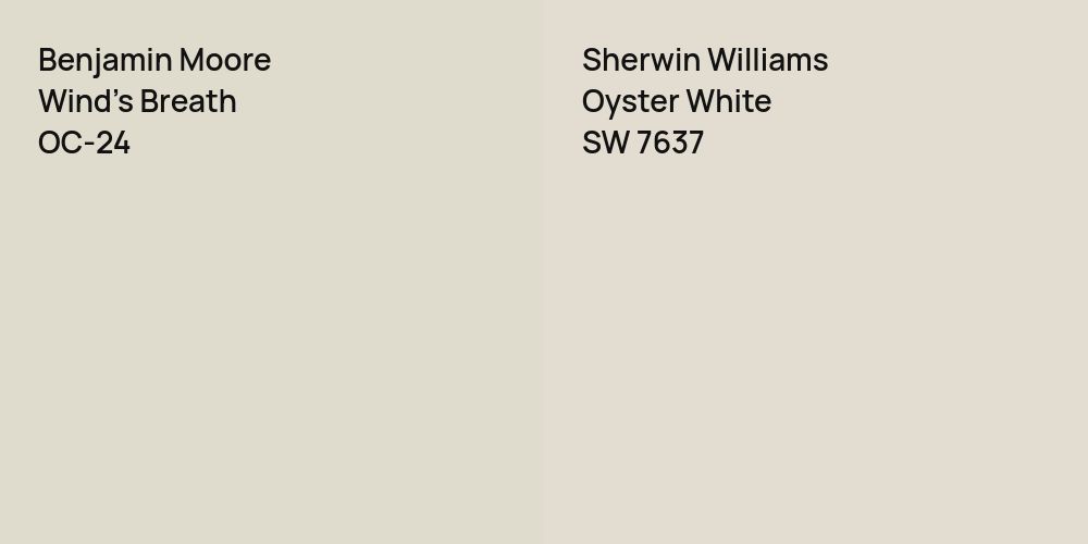 Benjamin Moore Wind's Breath vs. Sherwin Williams Oyster White