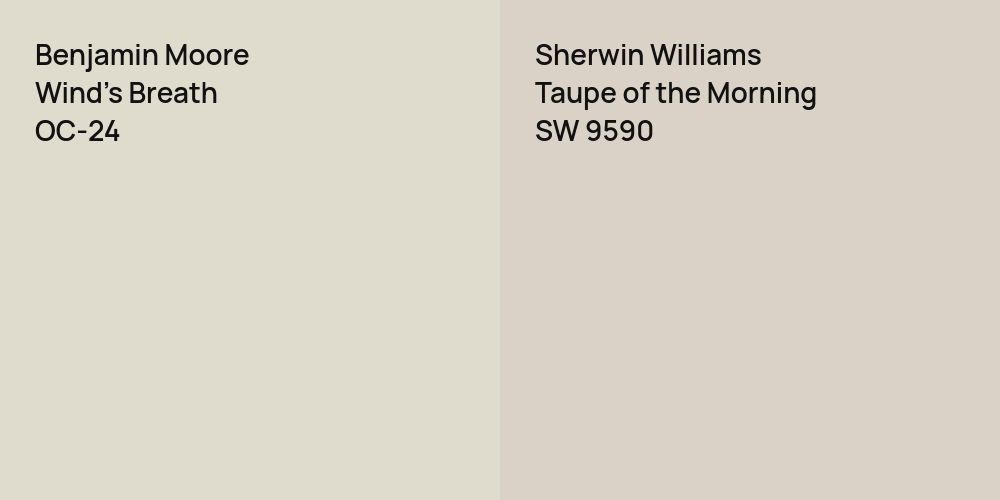 Benjamin Moore Wind's Breath vs. Sherwin Williams Taupe of the Morning