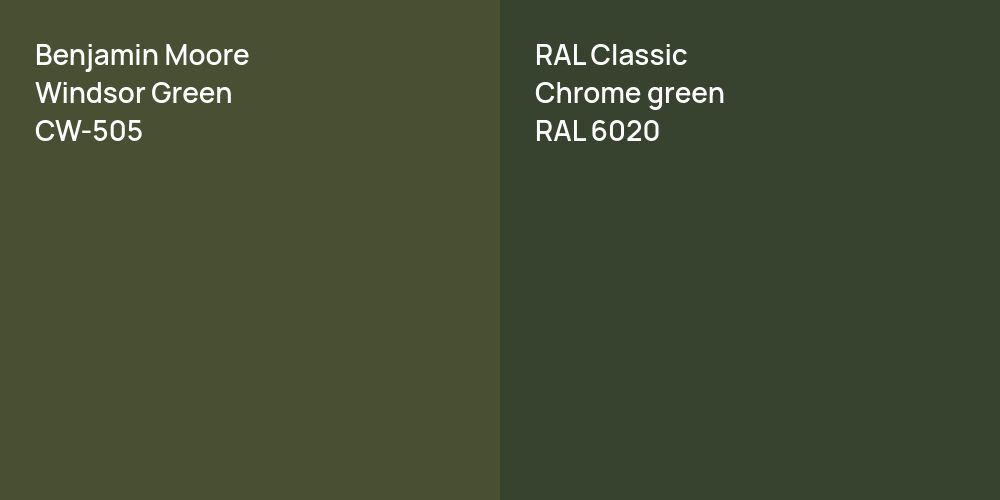 Benjamin Moore Windsor Green vs. RAL Classic  Chrome green