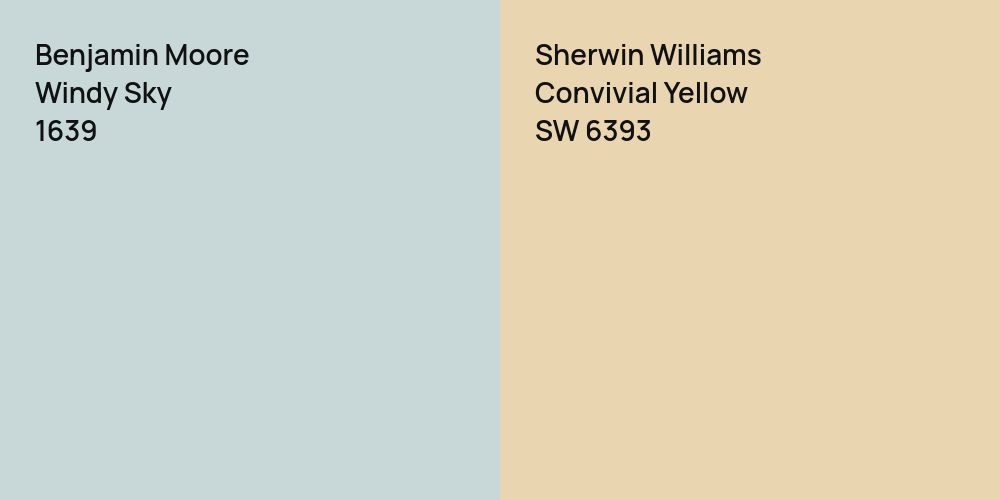 Benjamin Moore Windy Sky vs. Sherwin Williams Convivial Yellow