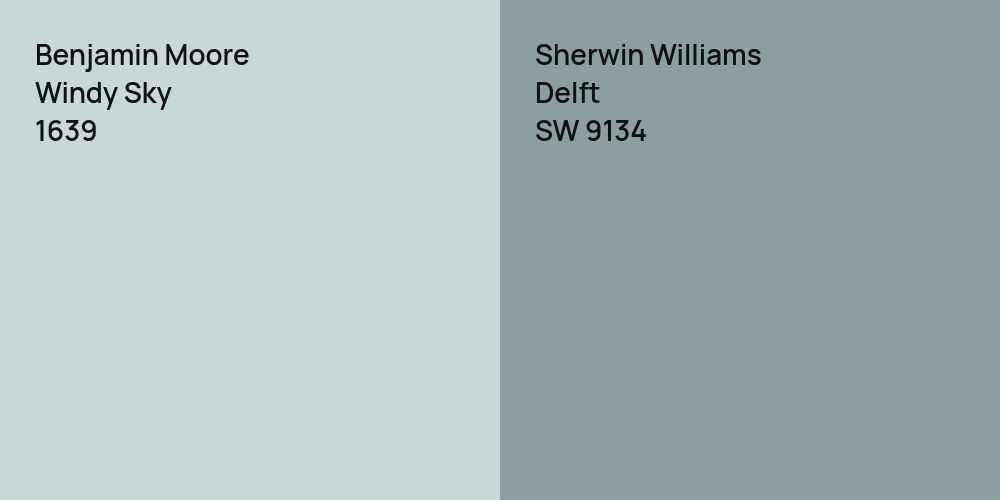 Benjamin Moore Windy Sky vs. Sherwin Williams Delft