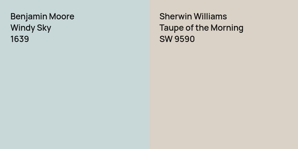 Benjamin Moore Windy Sky vs. Sherwin Williams Taupe of the Morning