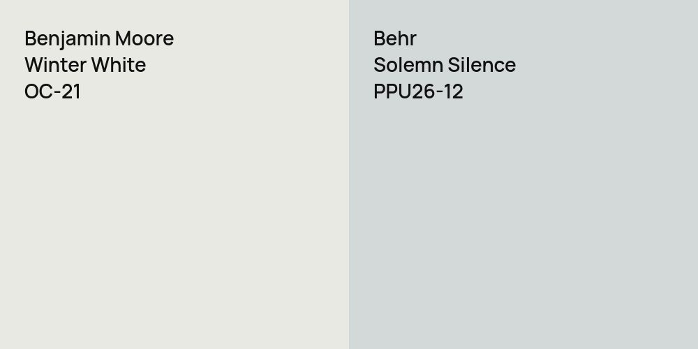 Benjamin Moore Winter White vs. Behr Solemn Silence