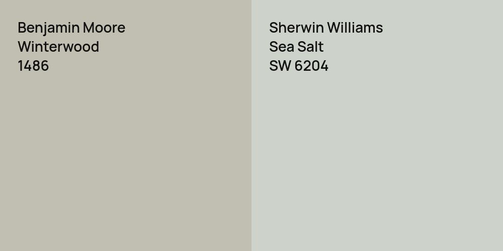 Benjamin Moore Winterwood vs. Sherwin Williams Sea Salt