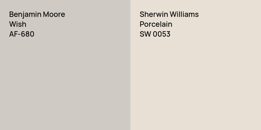 Benjamin Moore Wish vs. Sherwin Williams Porcelain