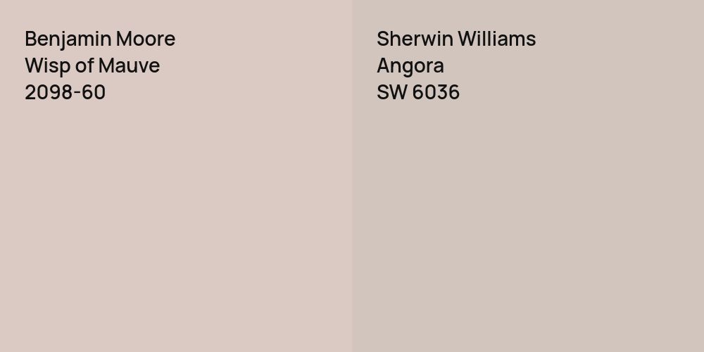 Benjamin Moore Wisp of Mauve vs. Sherwin Williams Angora