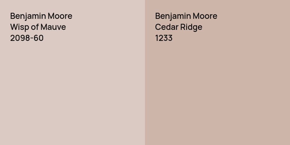 Benjamin Moore Wisp of Mauve vs. Benjamin Moore Cedar Ridge