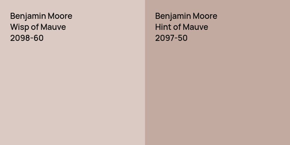 Benjamin Moore Wisp of Mauve vs. Benjamin Moore Hint of Mauve