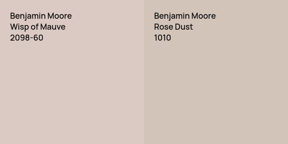 Benjamin Moore Wisp of Mauve vs. Benjamin Moore Rose Dust