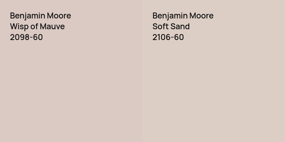 Benjamin Moore Wisp of Mauve vs. Benjamin Moore Soft Sand