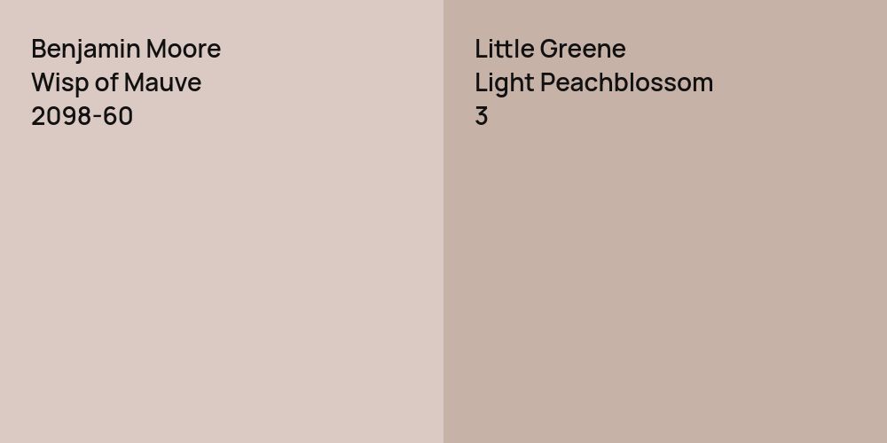 Benjamin Moore Wisp of Mauve vs. Little Greene Light Peachblossom