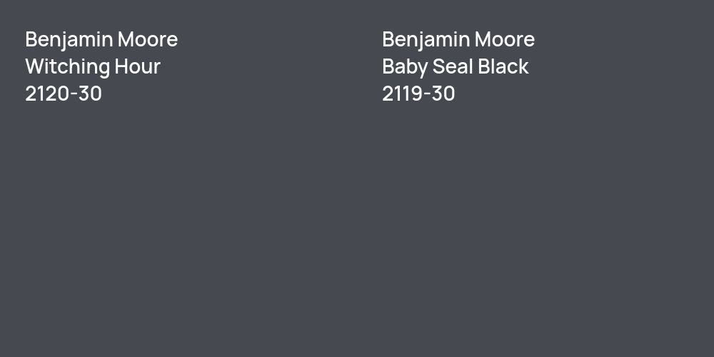 Benjamin Moore Witching Hour vs. Benjamin Moore Baby Seal Black