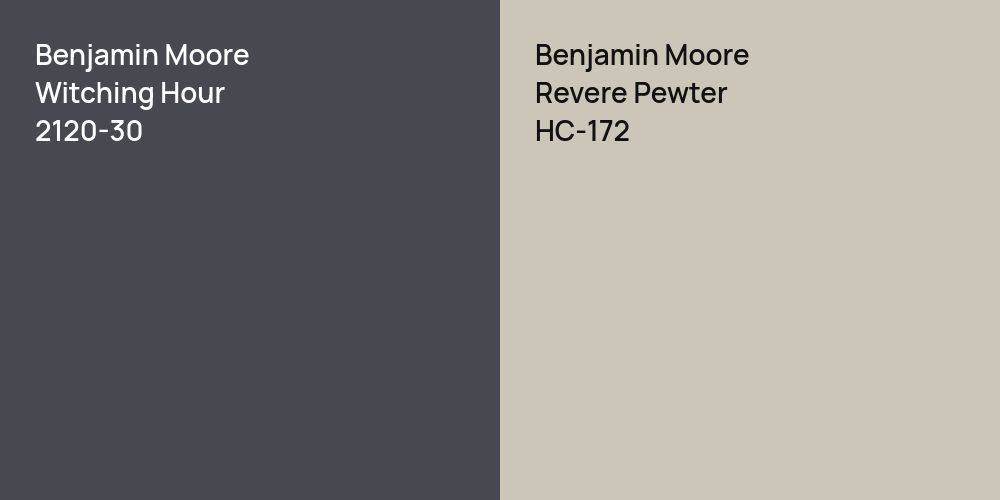 Benjamin Moore Witching Hour vs. Benjamin Moore Revere Pewter