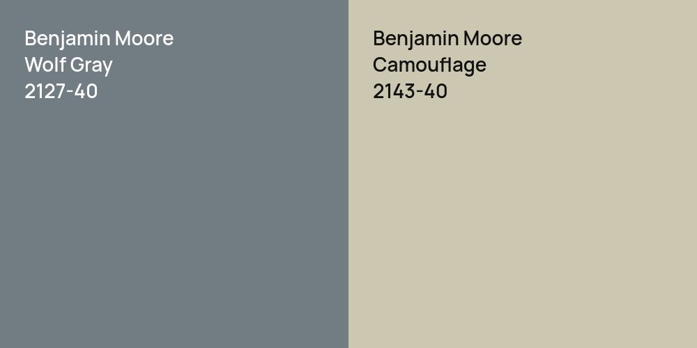 Benjamin Moore Wolf Gray vs. Benjamin Moore Camouflage