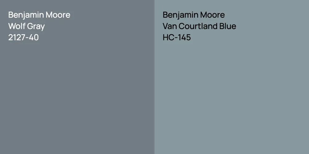 Benjamin Moore Wolf Gray vs. Benjamin Moore Van Courtland Blue