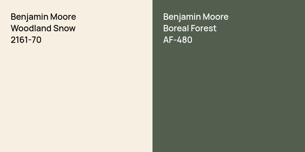 Benjamin Moore Woodland Snow vs. Benjamin Moore Boreal Forest