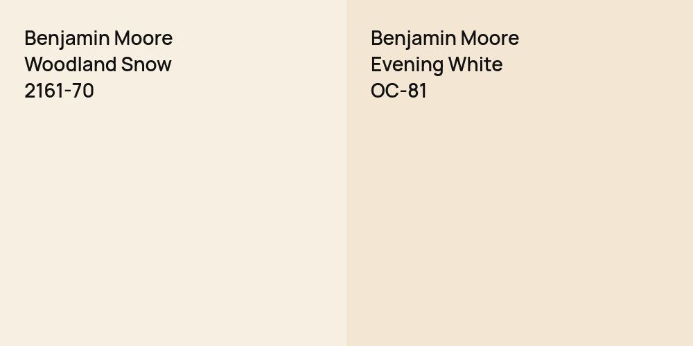 Benjamin Moore Woodland Snow vs. Benjamin Moore Evening White