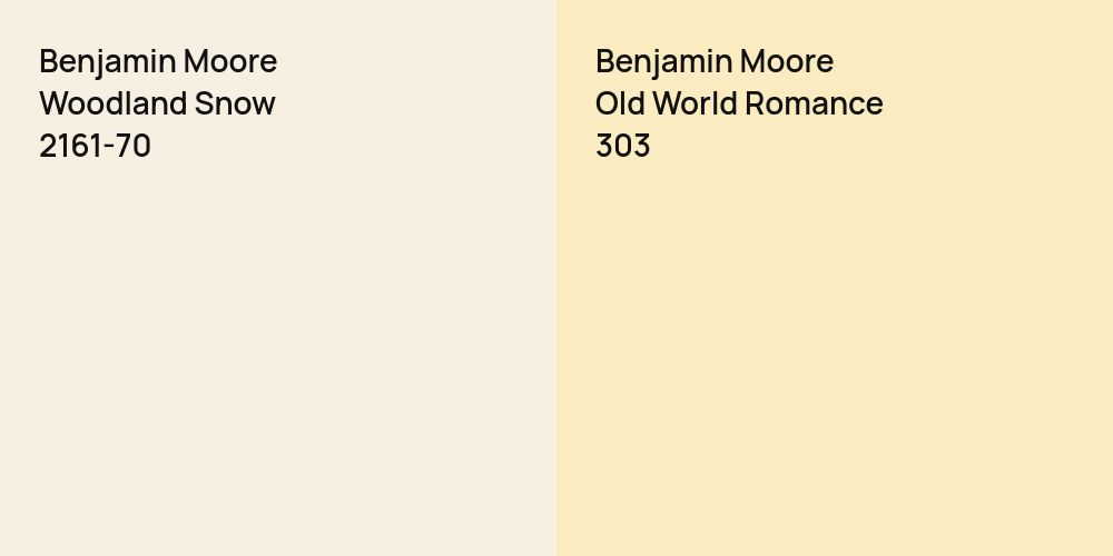 Benjamin Moore Woodland Snow vs. Benjamin Moore Old World Romance