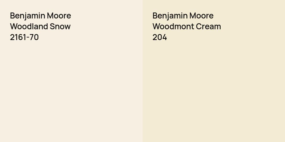 Benjamin Moore Woodland Snow vs. Benjamin Moore Woodmont Cream