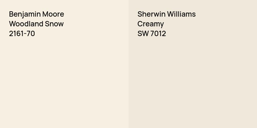 Benjamin Moore Woodland Snow vs. Sherwin Williams Creamy