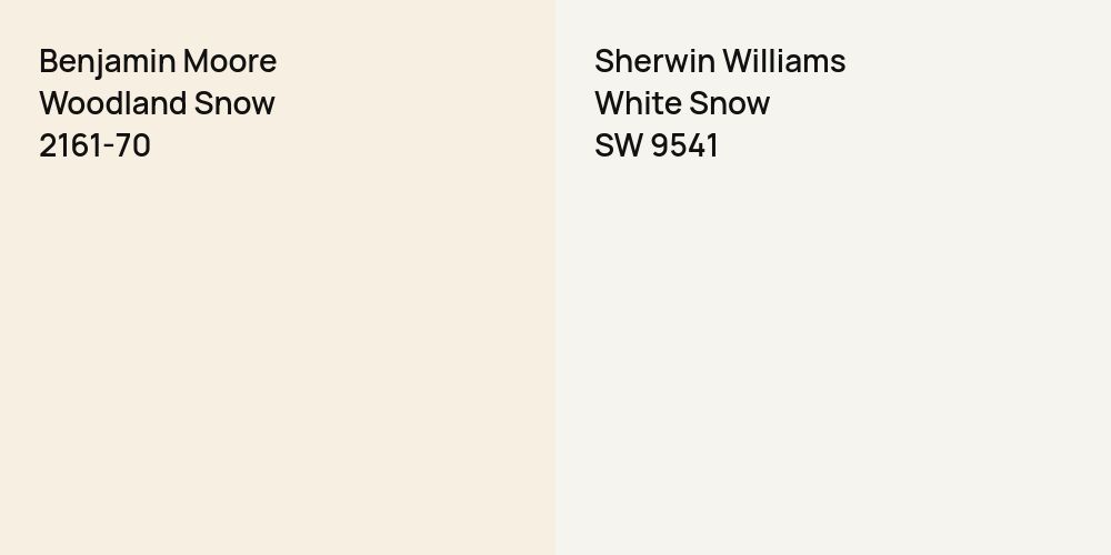 Benjamin Moore Woodland Snow vs. Sherwin Williams White Snow