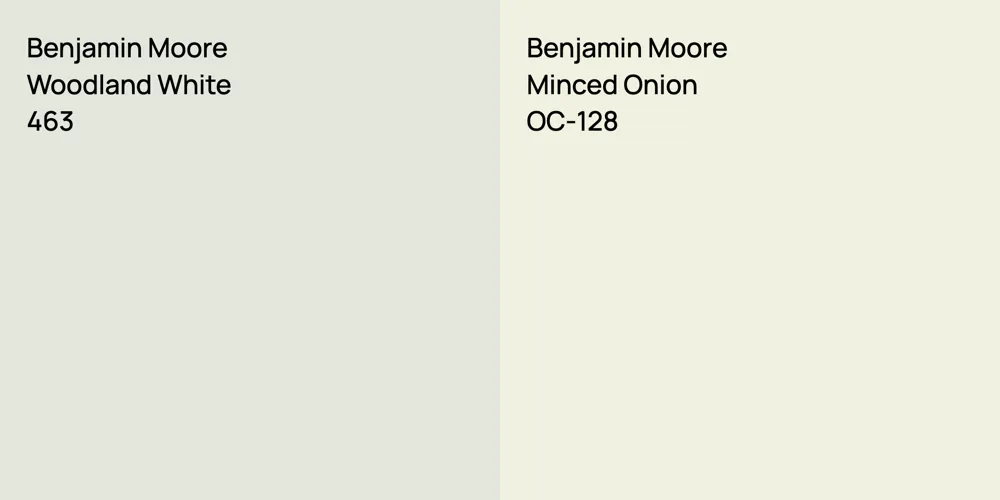 Benjamin Moore Woodland White vs. Benjamin Moore Minced Onion