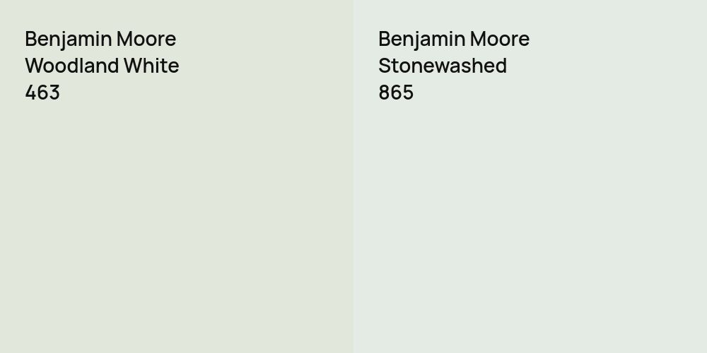 Benjamin Moore Woodland White vs. Benjamin Moore Stonewashed