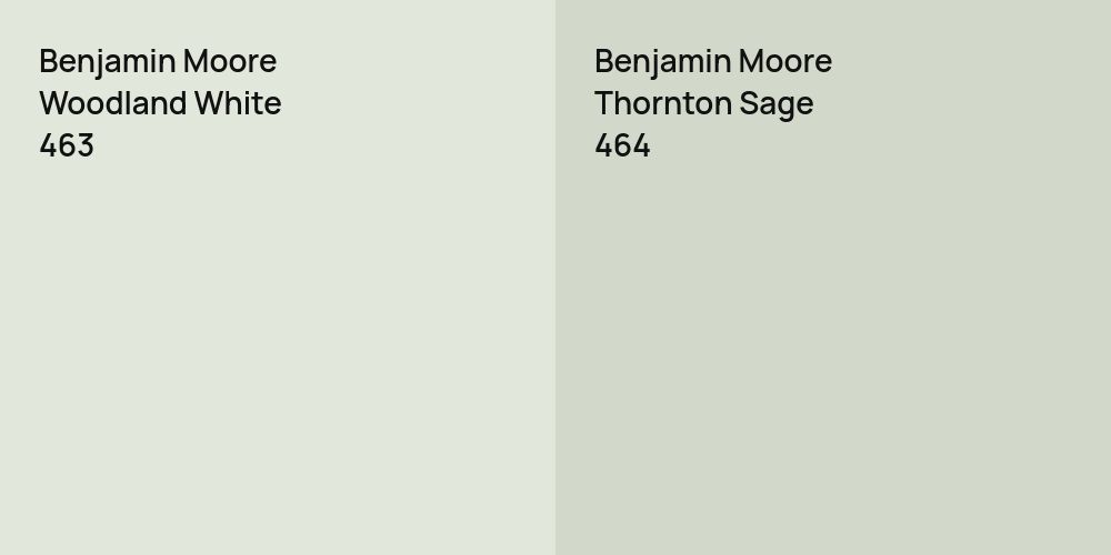 Benjamin Moore Woodland White vs. Benjamin Moore Thornton Sage