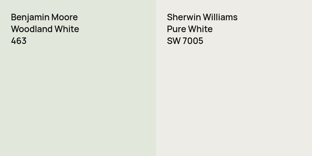 Benjamin Moore Woodland White vs. Sherwin Williams Pure White