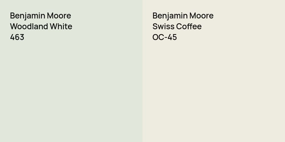 Benjamin Moore Woodland White vs. Benjamin Moore Swiss Coffee