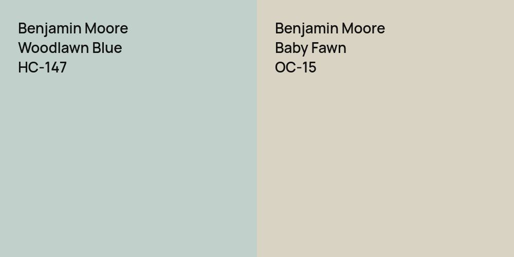 Benjamin Moore Woodlawn Blue vs. Benjamin Moore Baby Fawn