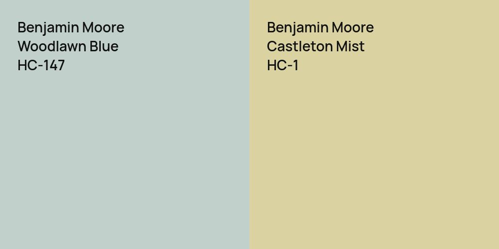 Benjamin Moore Woodlawn Blue vs. Benjamin Moore Castleton Mist