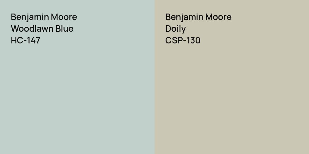 Benjamin Moore Woodlawn Blue vs. Benjamin Moore Doily