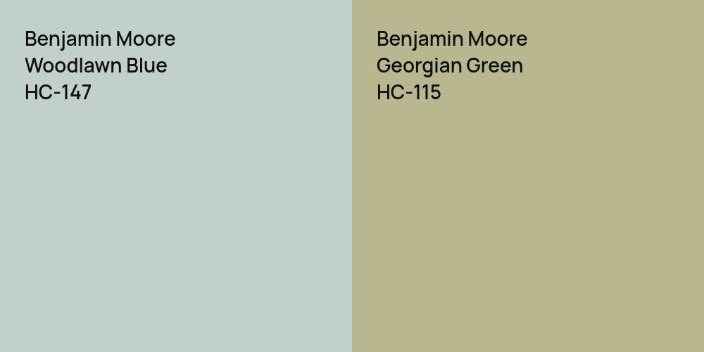 Benjamin Moore Woodlawn Blue vs. Benjamin Moore Georgian Green