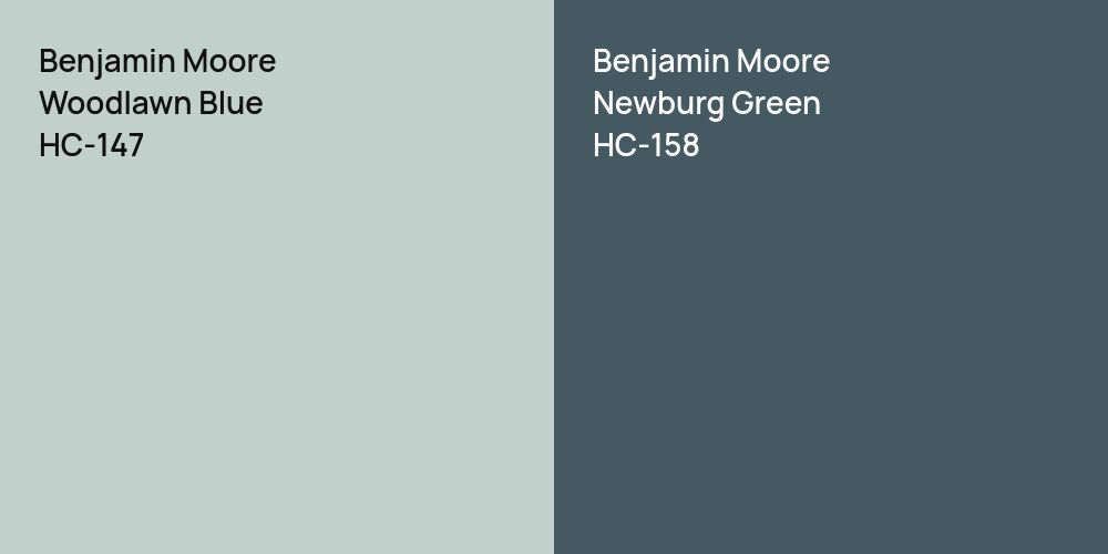 Benjamin Moore Woodlawn Blue vs. Benjamin Moore Newburg Green