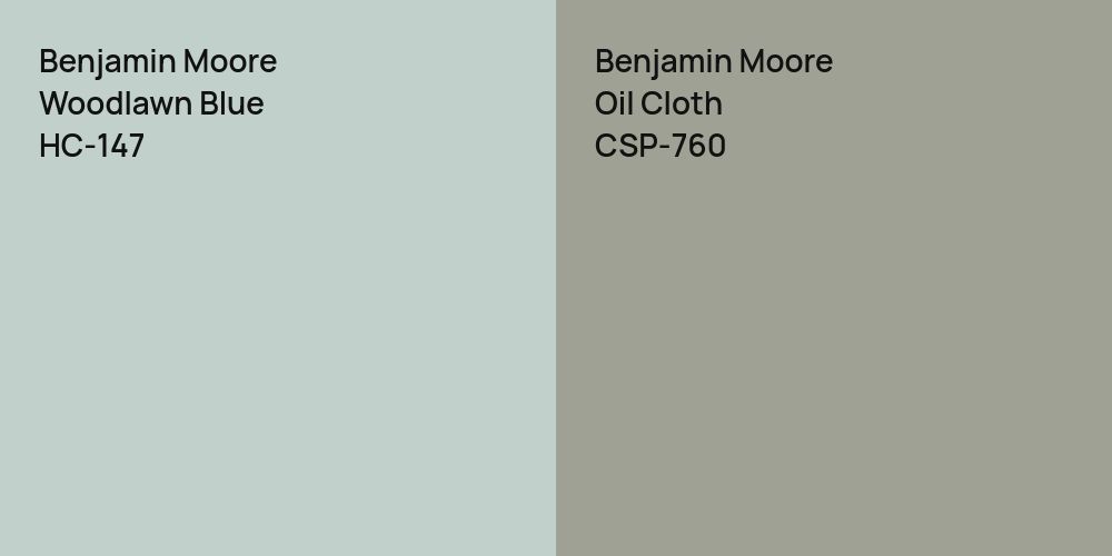 Benjamin Moore Woodlawn Blue vs. Benjamin Moore Oil Cloth