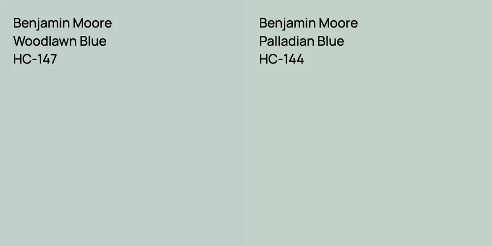 Benjamin Moore Woodlawn Blue vs. Benjamin Moore Palladian Blue