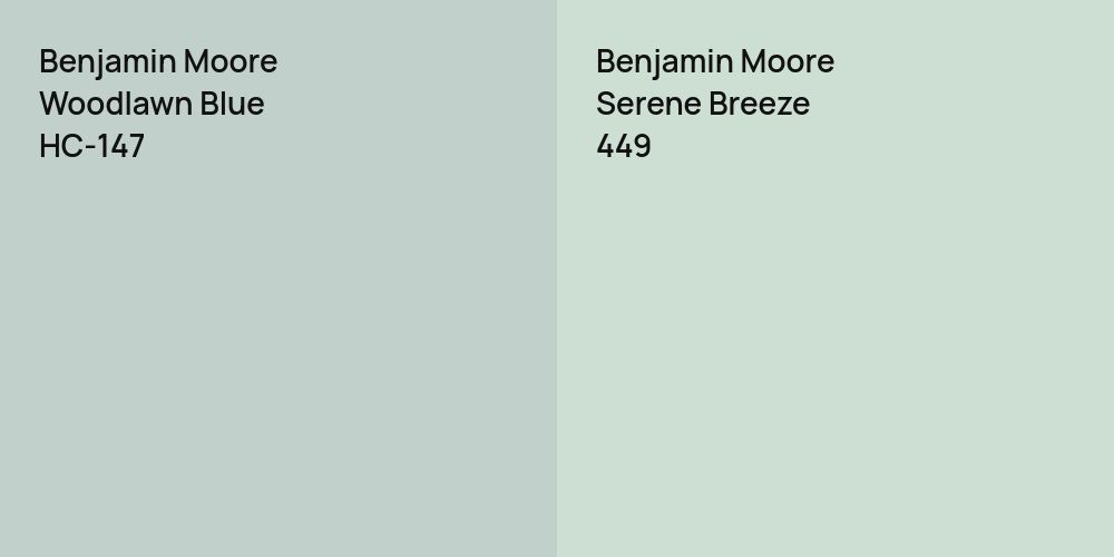 Benjamin Moore Woodlawn Blue vs. Benjamin Moore Serene Breeze