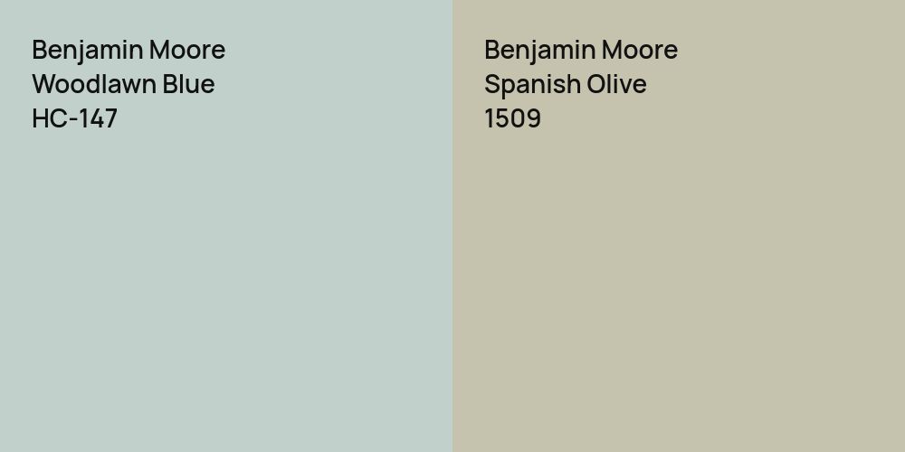 Benjamin Moore Woodlawn Blue vs. Benjamin Moore Spanish Olive