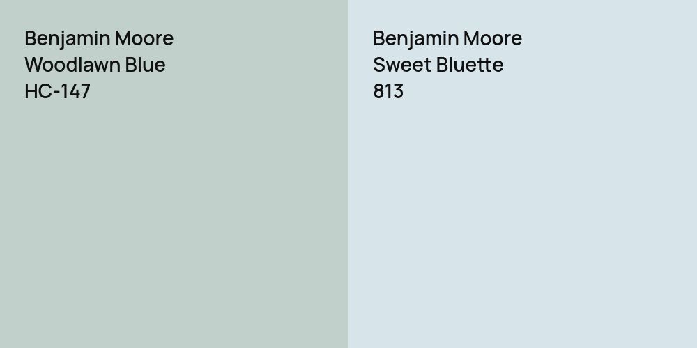 Benjamin Moore Woodlawn Blue vs. Benjamin Moore Sweet Bluette