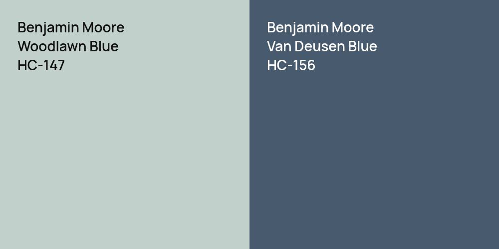 Benjamin Moore Woodlawn Blue vs. Benjamin Moore Van Deusen Blue