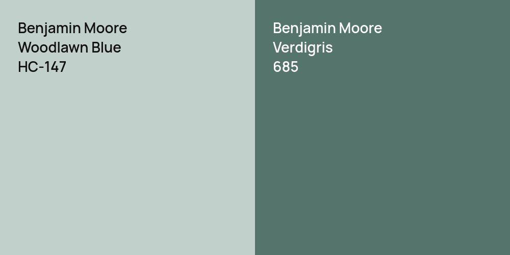 Benjamin Moore Woodlawn Blue vs. Benjamin Moore Verdigris