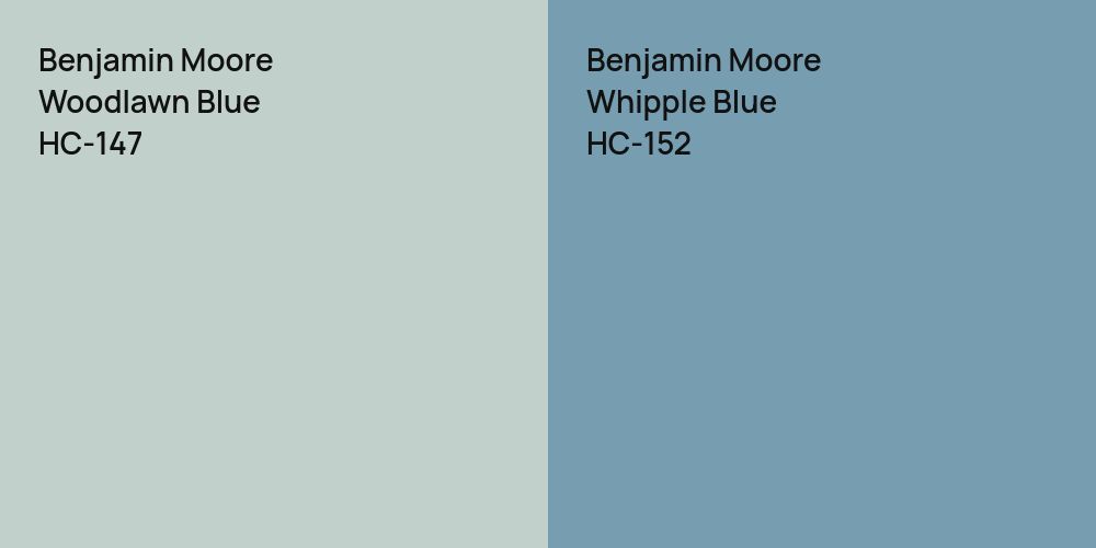 Benjamin Moore Woodlawn Blue vs. Benjamin Moore Whipple Blue