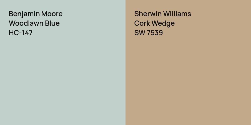 Benjamin Moore Woodlawn Blue vs. Sherwin Williams Cork Wedge