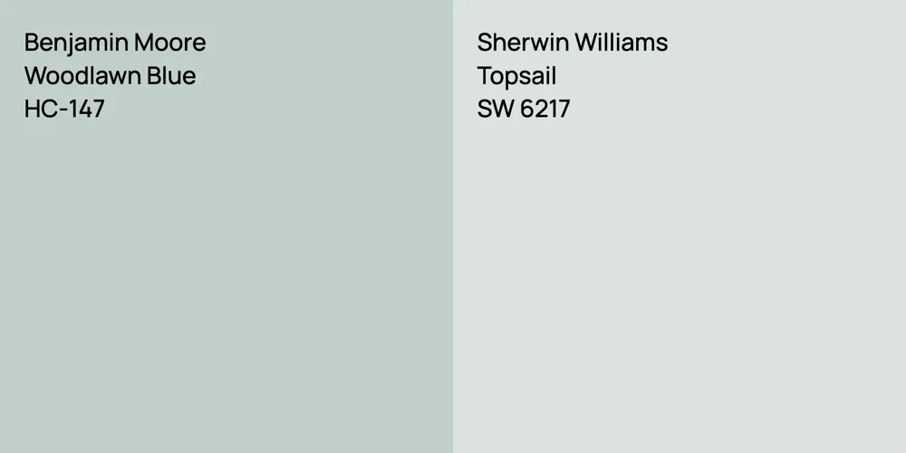 Benjamin Moore Woodlawn Blue vs. Sherwin Williams Topsail