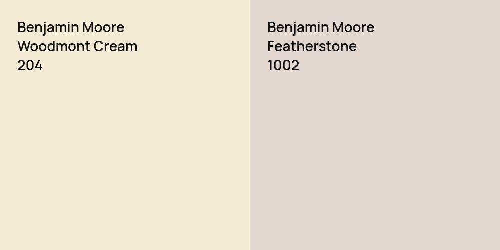 Benjamin Moore Woodmont Cream vs. Benjamin Moore Featherstone