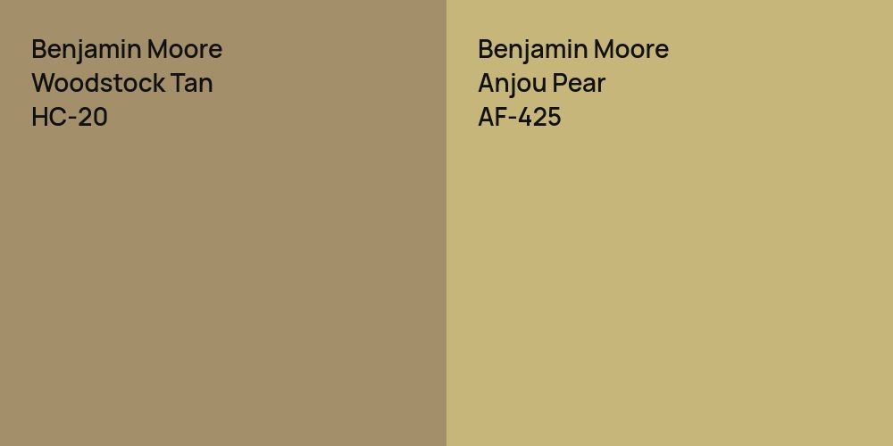 Benjamin Moore Woodstock Tan vs. Benjamin Moore Anjou Pear