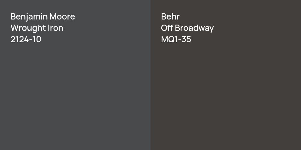 Benjamin Moore Wrought Iron vs. Behr Off Broadway